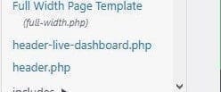 Finding the header.php file