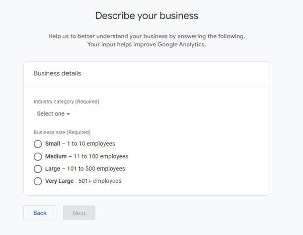 Choose the industry your site is in and the size